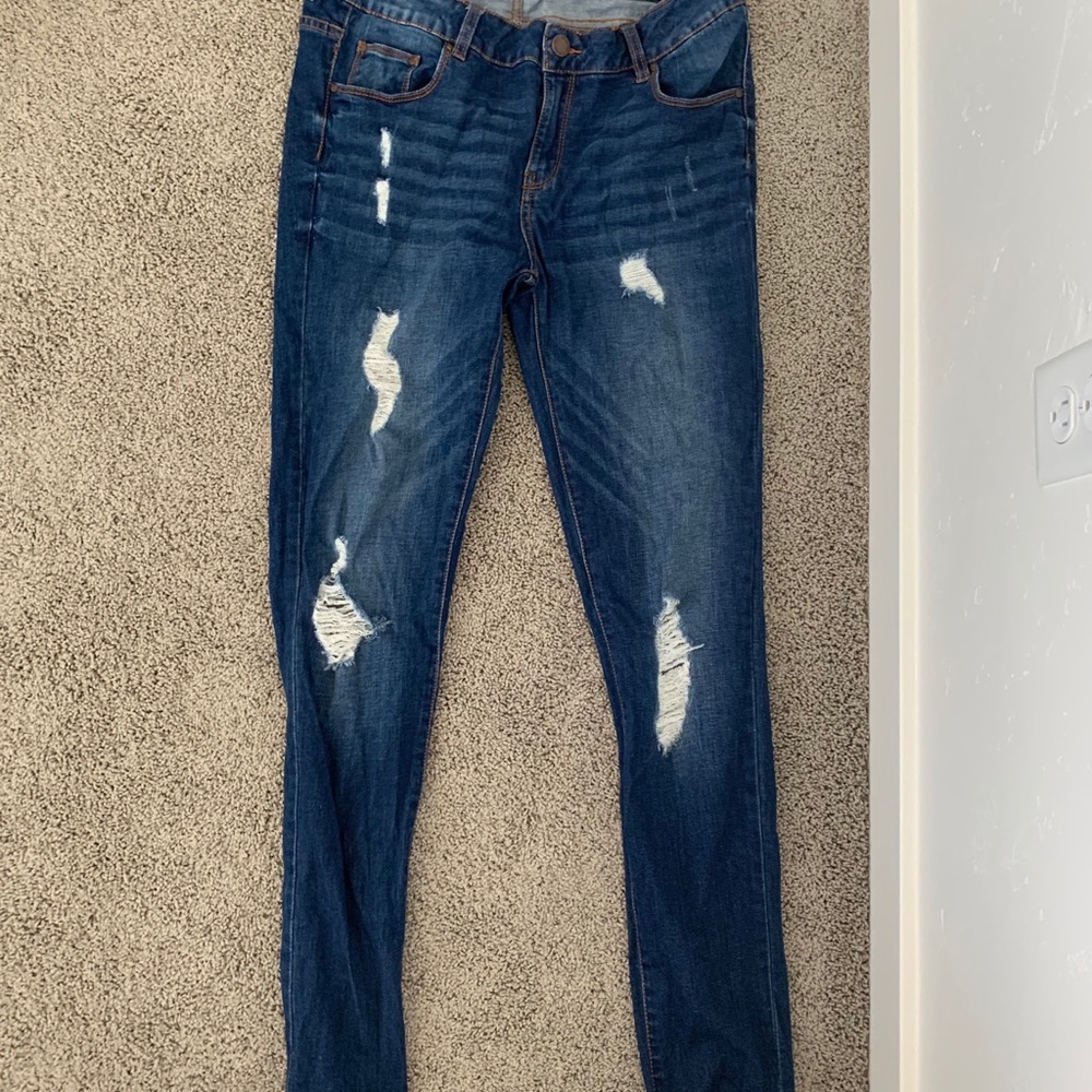 Blue Age dark distressed jeans